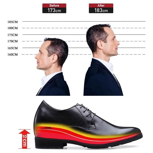 US10 CHAMARIPA Elevator Shoes Men Black Oxford Dress Shoes increase 10cm/3.9inch main image 6